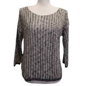 MANGO knit sweater relaxed blue 3/4 sleeve
